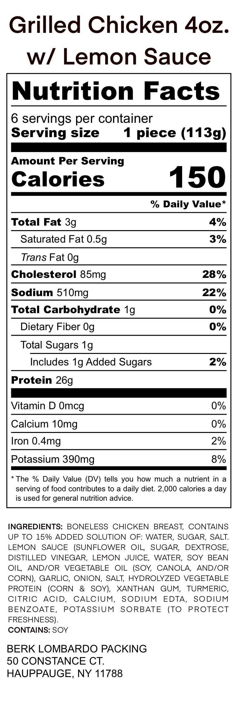 Grilled Boneless Chicken Breasts - LEMON