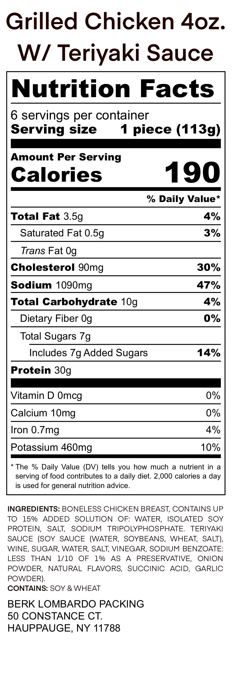 Grilled Boneless Chicken Breasts - TERIYAKI